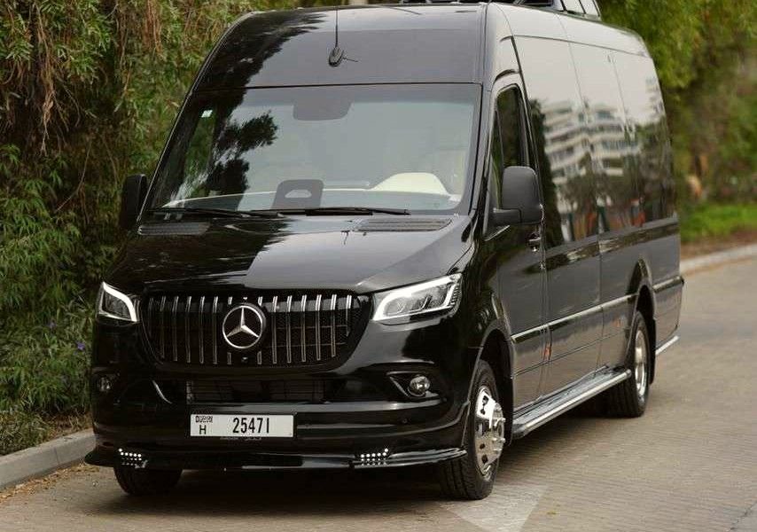 Black Mercedes Sprinter VIP minibus